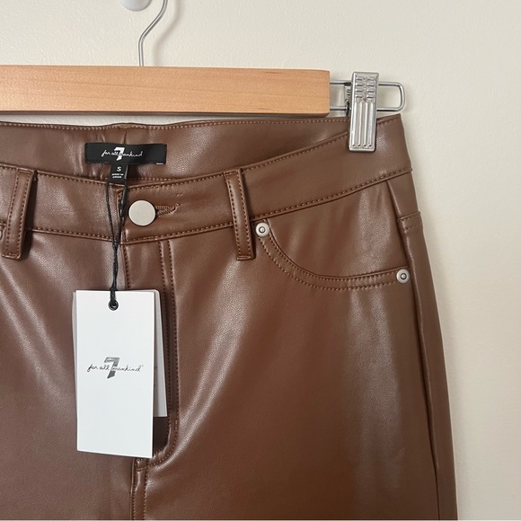 NWT 7 For All Mankind Faux Leather High Waist Ankle Pants Size Small - Picture 1 of 6